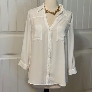 New Large Sheer BCX Blouse w/ Roll-Tab Sleeves